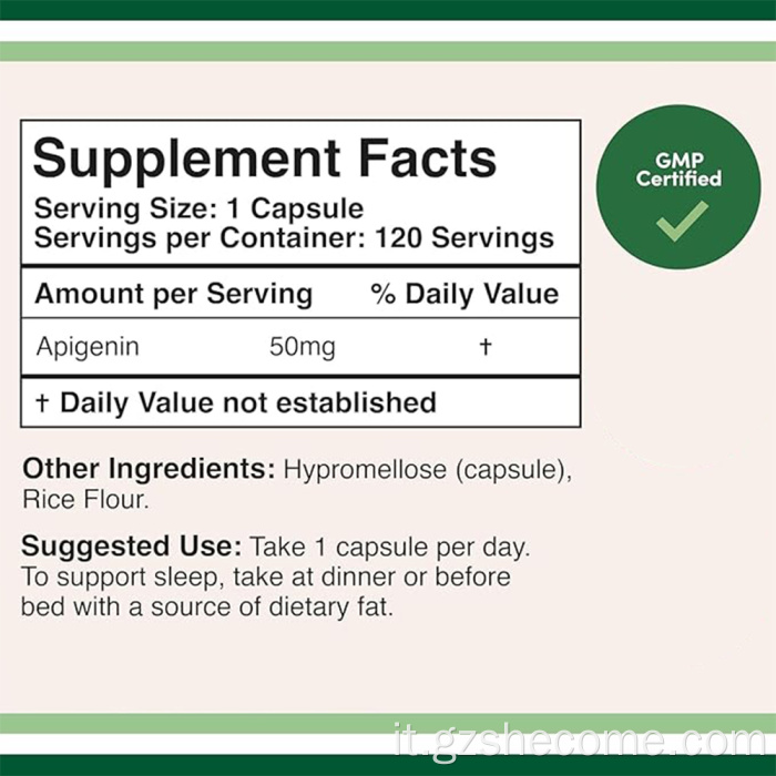 Le capsule di apigenina di alta qualità supportano la salute della pelle